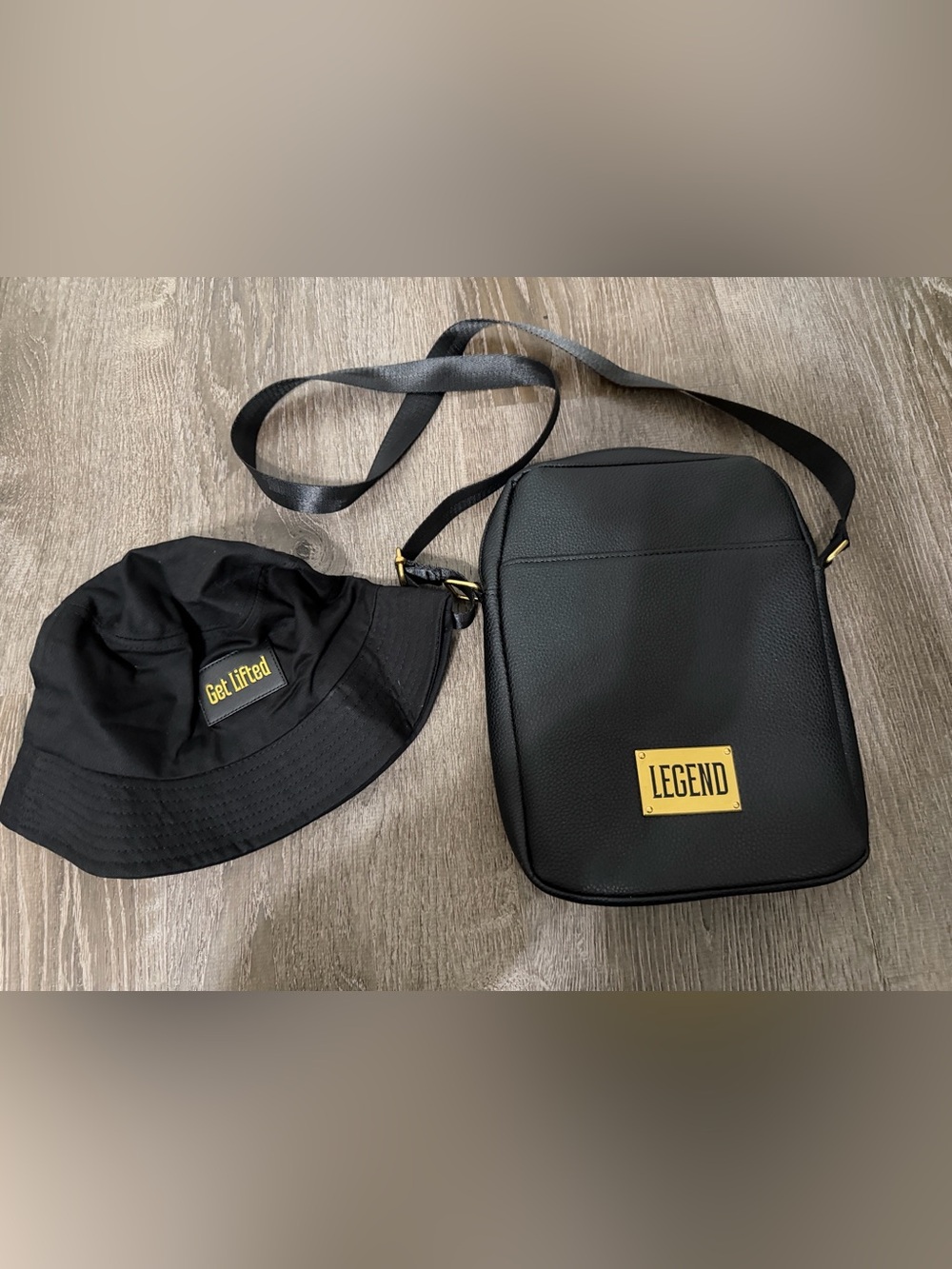 LEGEND Black Pebbled Crossbody Bag for Men